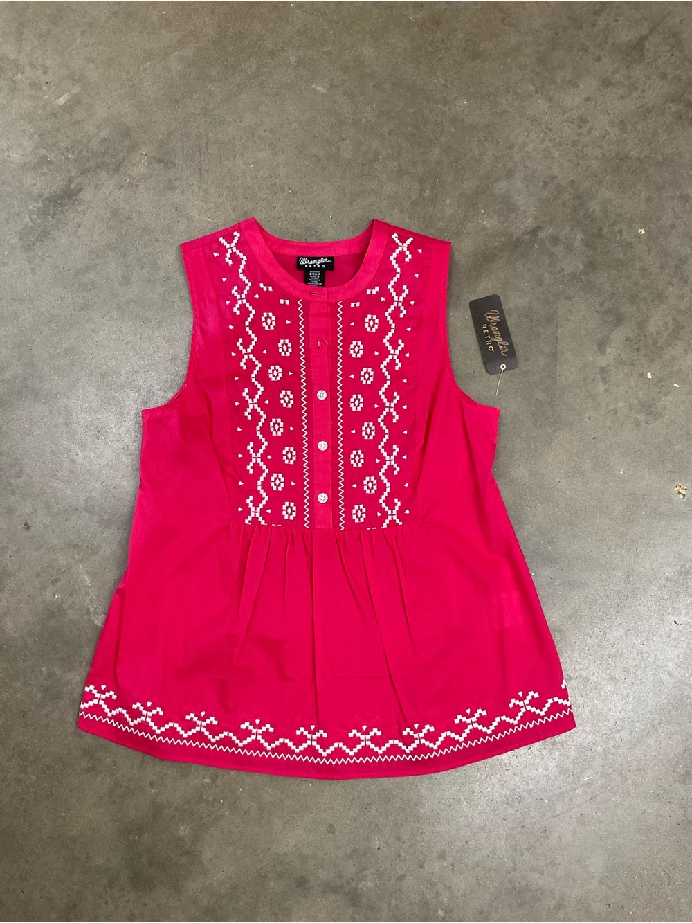 Wrangler Hot Pink Embroidered Sleeveless Tank